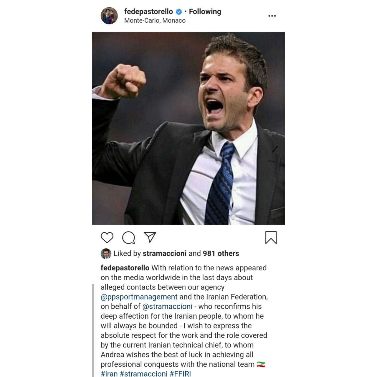 واکنش وکیل استراماچونی درباره شایعات مذاکره سرمربی ایتالیایی با تیم ملی فوتبال